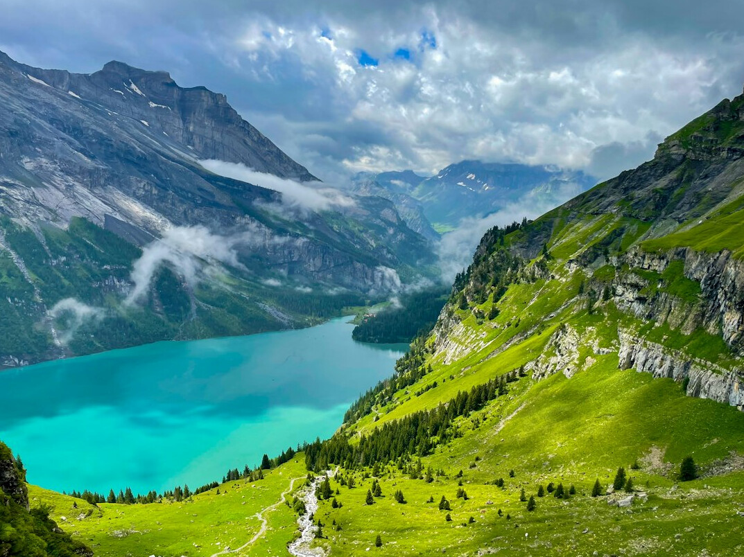 swiss landscape with media
