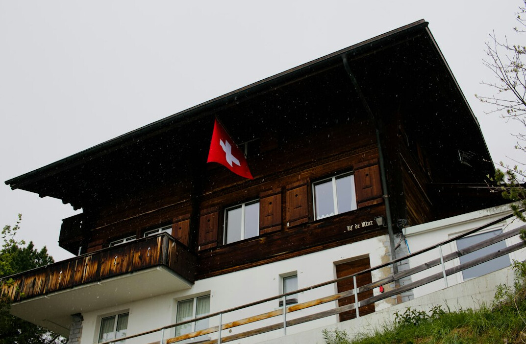 swiss flag on building